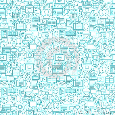 Blog White Line Seamless Pattern Vector Illustration