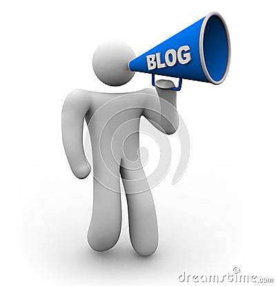 Blogger with Bullhorn Stock Photo