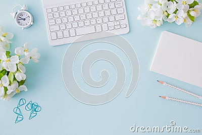 Blogger or freelancer workspace Stock Photo