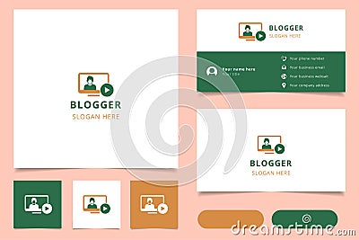 Blogger logo design with editable slogan. Branding book and business card template. Vector Illustration