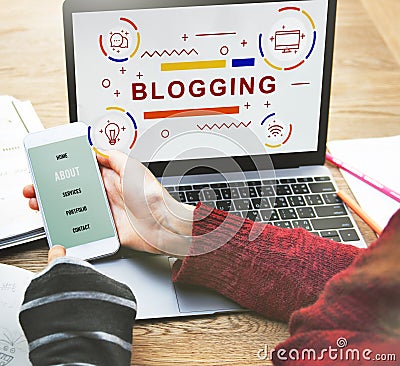 Blogging Blog Homepage Internet Concept Stock Photo