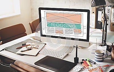 Blogging Blog Social Media Networking Internet Connecting Concept Stock Photo