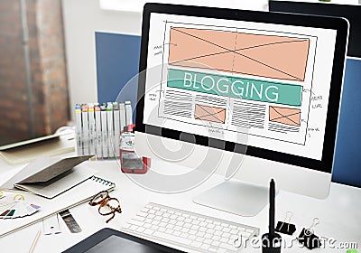 Blogging Blog Social Media Networking Internet Connecting Concept Stock Photo