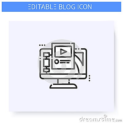 Blogging platform line icon. Editable illustration Vector Illustration