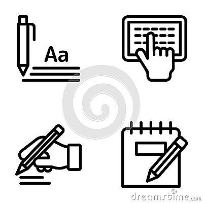 Blogging and Writing Line Icons Pack Vector Illustration