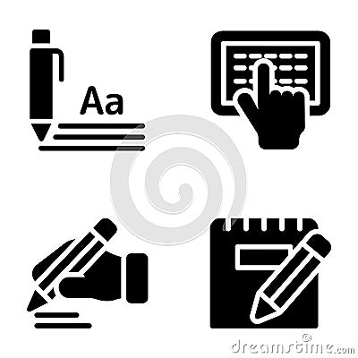 Blogging and Writing Solid Icons Pack Vector Illustration