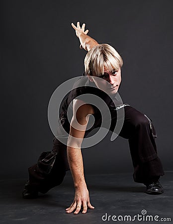 Blond breakdancer in motion Stock Photo