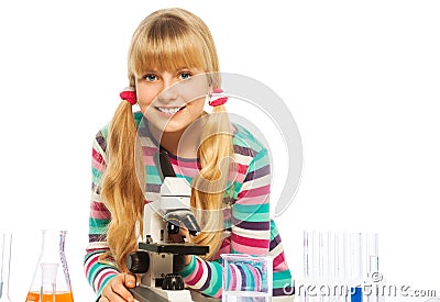 Blond clever teen schoolgirl Stock Photo