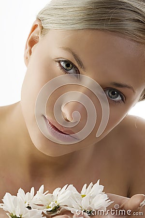 Blond with flower Stock Photo