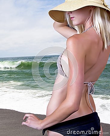 Blond Girl On The Beach Stock Photo