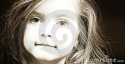 Blond girl face in sepia Stock Photo
