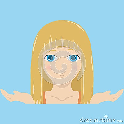 The blond girl in perplexity. Vector illustration. Vector Illustration