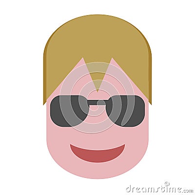 Blond Hair Guy with Sun Glasses Flat Vector Design Vector Illustration