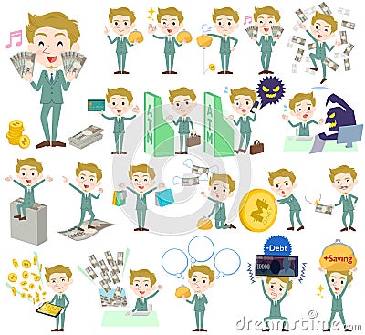 Blond hair man White money Vector Illustration