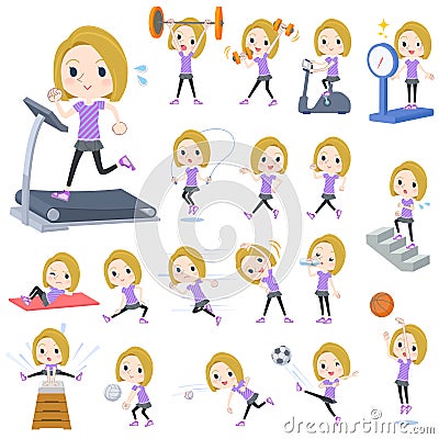 Blond hair woman Sports & exercise Vector Illustration