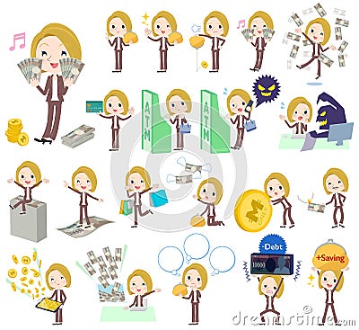 Blond hair woman White money Vector Illustration