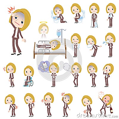 Blond hair woman White sickness Vector Illustration