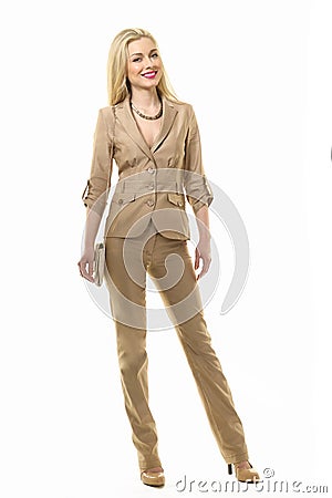 Blond haired business woman in summer suit Stock Photo
