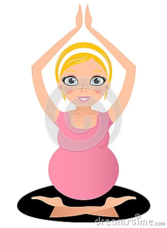 Blond Pregnant yoga woman Vector Illustration