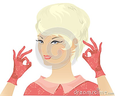 Blond retro lady Stock Photo