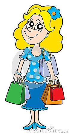 Blond shopping girl Vector Illustration