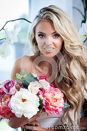 Blond smiling woman Stock Photo