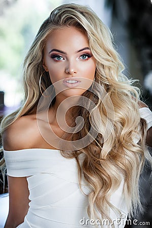 Blond smiling woman Stock Photo
