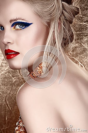 Blond woman with dark eyeshadow Stock Photo