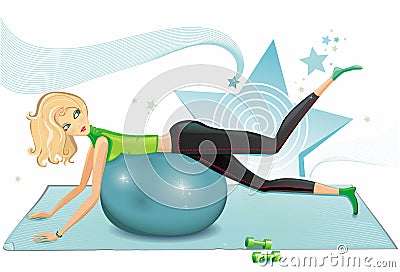 Blond woman excercising Vector Illustration