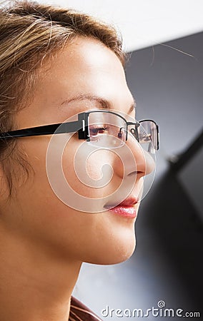 Blond woman in glasses Stock Photo
