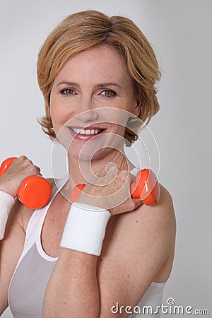 Blond woman in sportswear Stock Photo