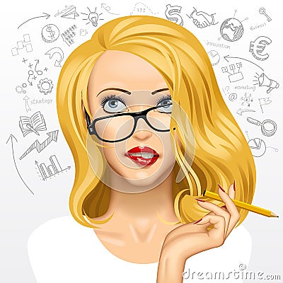 Blonde business woman Vector Illustration