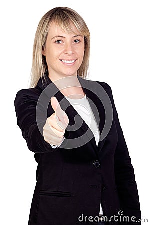 Blonde businesswoman saying Ok Stock Photo