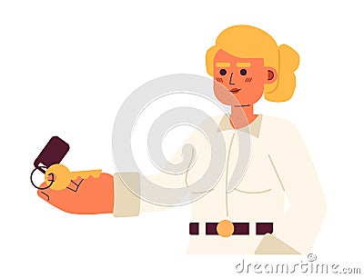 Blonde caucasian female apartment renter 2D cartoon character Vector Illustration