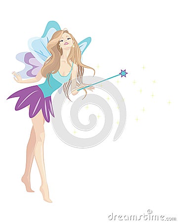 Blonde fairy girl with long hair Vector Illustration