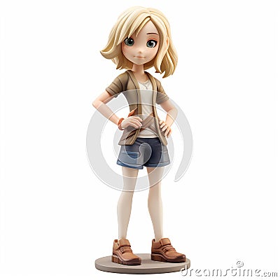 Charming Anime Girl Figurine - Highly Detailed Maquette Statue Stock Photo