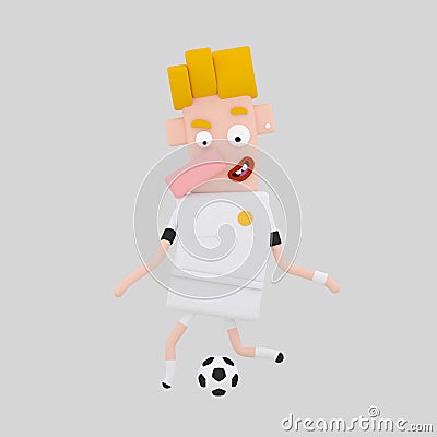 Blonde Football Player Cartoon Illustration