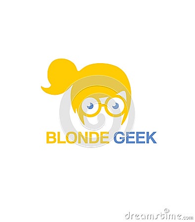 Blonde Geek Logo Template, fully scalable and . Cartoon Illustration