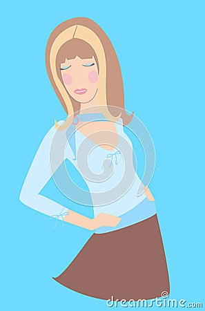 Blonde Girl on Blue Stock Photo