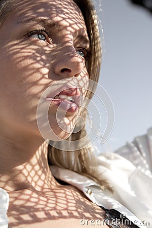 Blonde girl with blue eyes Stock Photo