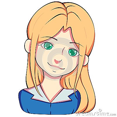 Blonde girl, with green eyes. Sticker. Stock Photo