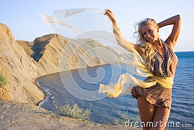Blonde girl with shawl Stock Photo