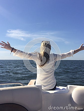 Girl on a boat Stock Photo