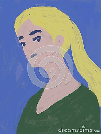 Blonde hair girl Cartoon Illustration