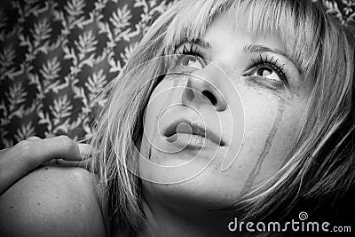 Blonde in tears Stock Photo