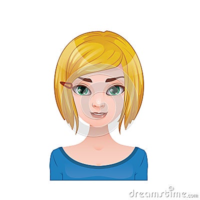 Blonde woman with medium length hair and hair clip Vector Illustration