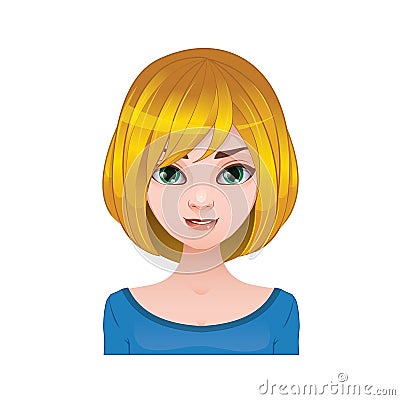 Blonde woman with medium length hair Vector Illustration