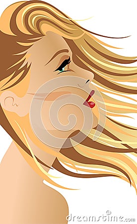 Blonde woman with long hair Vector Illustration