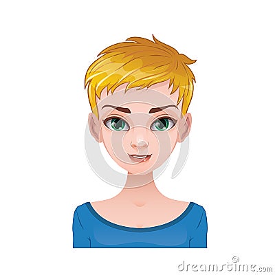 Blonde woman with short hair Vector Illustration