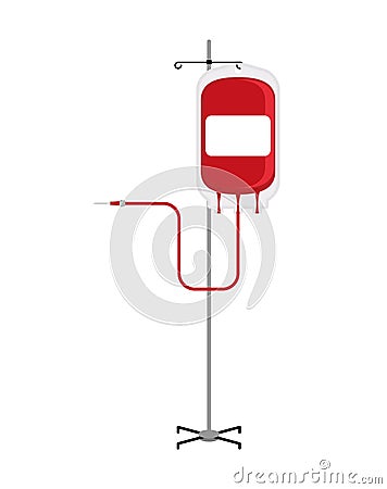 Blood bag on Drip stand isolated. plasma transfusion. Medical il Vector Illustration